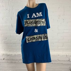Dark blue shirt with velcro words
